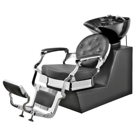 Backwash Unit with Tilting Black Ceramic Basin - Ranch Silver | Weelko