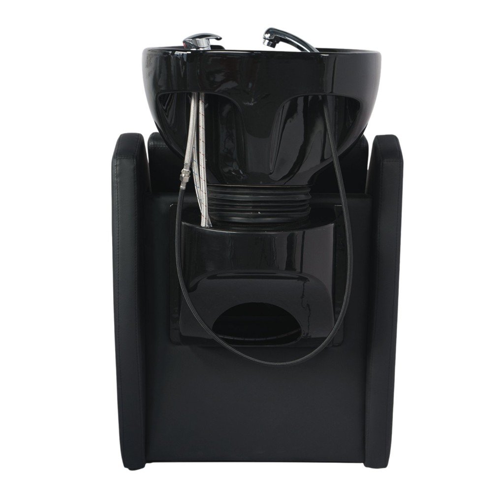 Lavatório Wisp com pia profunda em cerâmica e estofado PVC preto Weelko