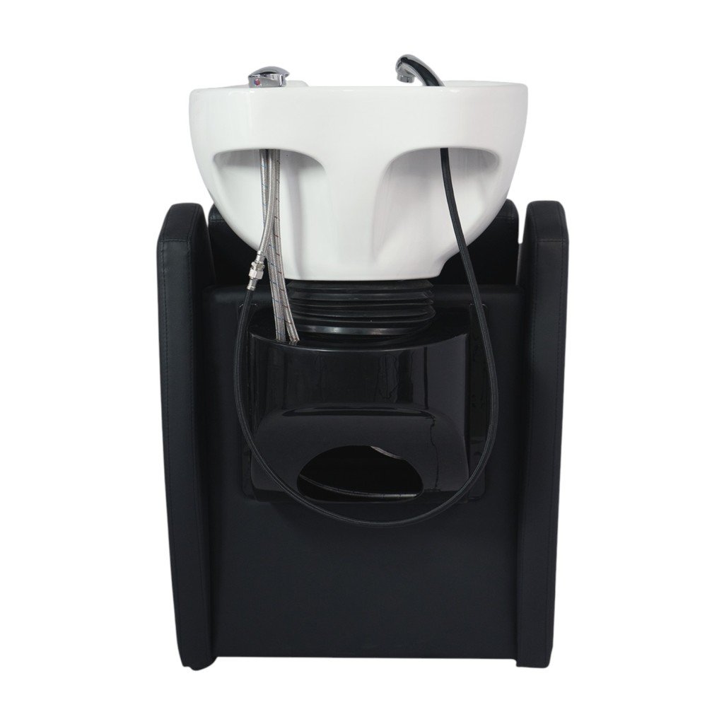 Lavaggio Capelli Wisp con lavabo profondo in ceramica bianco e schienale removibile - Weelko