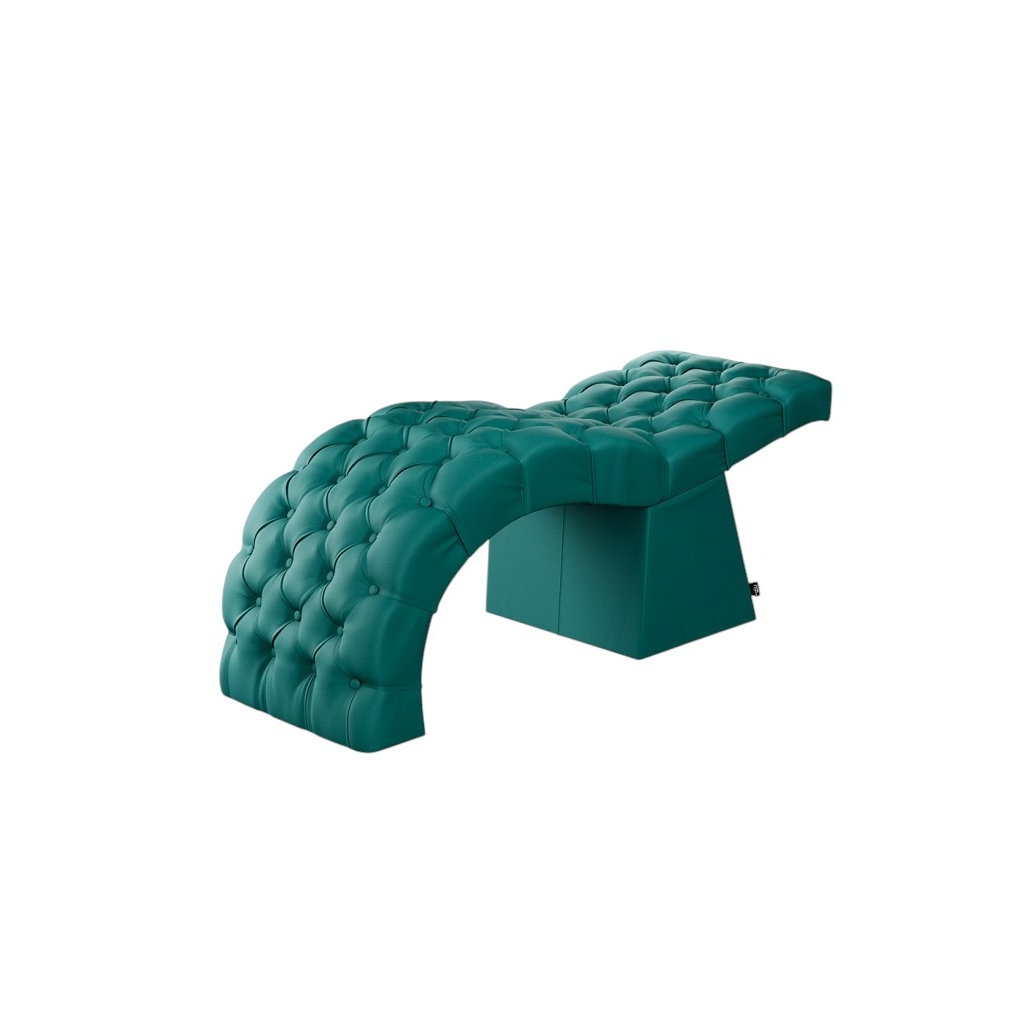 NeoBeauty Lashia Kosmetikliege, ergonomisch gebogen, kapitonierter PVC-Bezug, feste Höhe, türkis