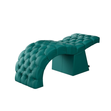 Camilla de estética Lashia turquesa ergonómica curvada en PVC capitoné para extensión de pestañas y laminado de cejas - NeoBeaut