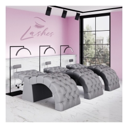 Table pour soins du visage Lashia Grey revêtement en PVC capitonné - NeoBeauty