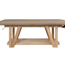 Marquesa de massagem Roots de madeira maciça com colchão de 11 cm em PU bege | Weelko