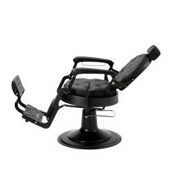 Mack Black Barber Chair with Die-Cast Aluminium Frame and Reclining Backrest — i-Medstetic