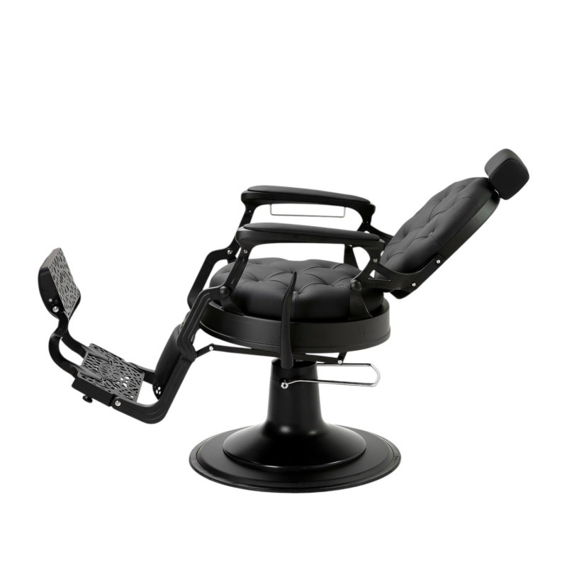 Sillón Mack Black reclinado con reposapiés extendido
