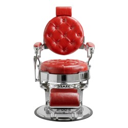 Mack Barber Chair - Red Tufted Upholstery, Die-Cast Aluminium Frame | i-Medstetic