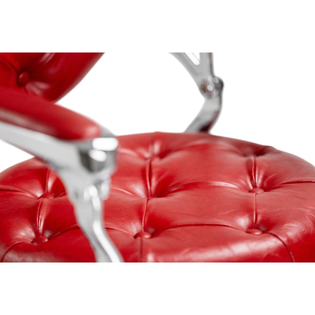 Mack Barber Chair - Red Tufted Upholstery, Die-Cast Aluminium Frame | i-Medstetic