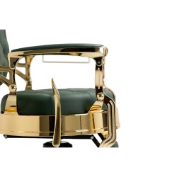 Poltrona da barbiere Mack Green Gold - Rivestimento verde trapuntato e struttura dorata | i-Medstetic