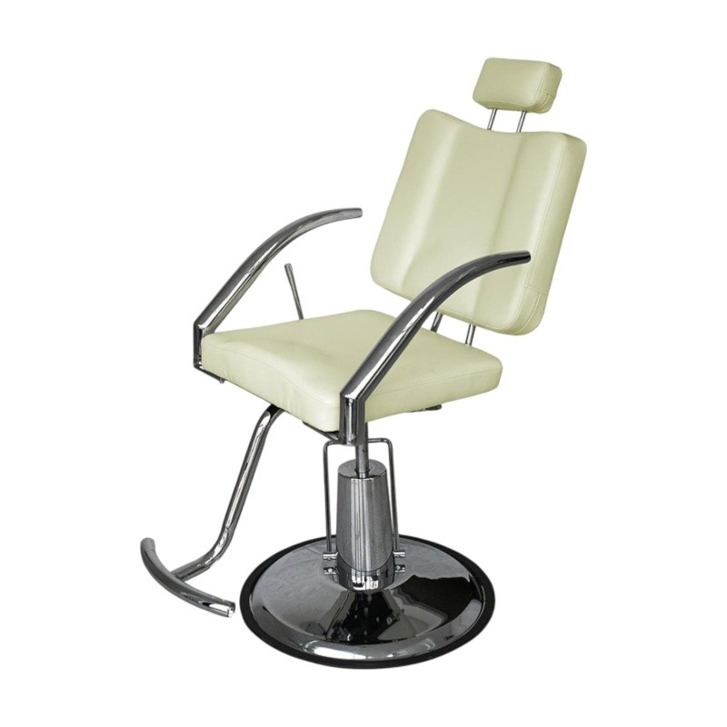 Weelko Star White Make-up-Stuhl mit Kopfstütze, Armlehnen und rundem Sockel