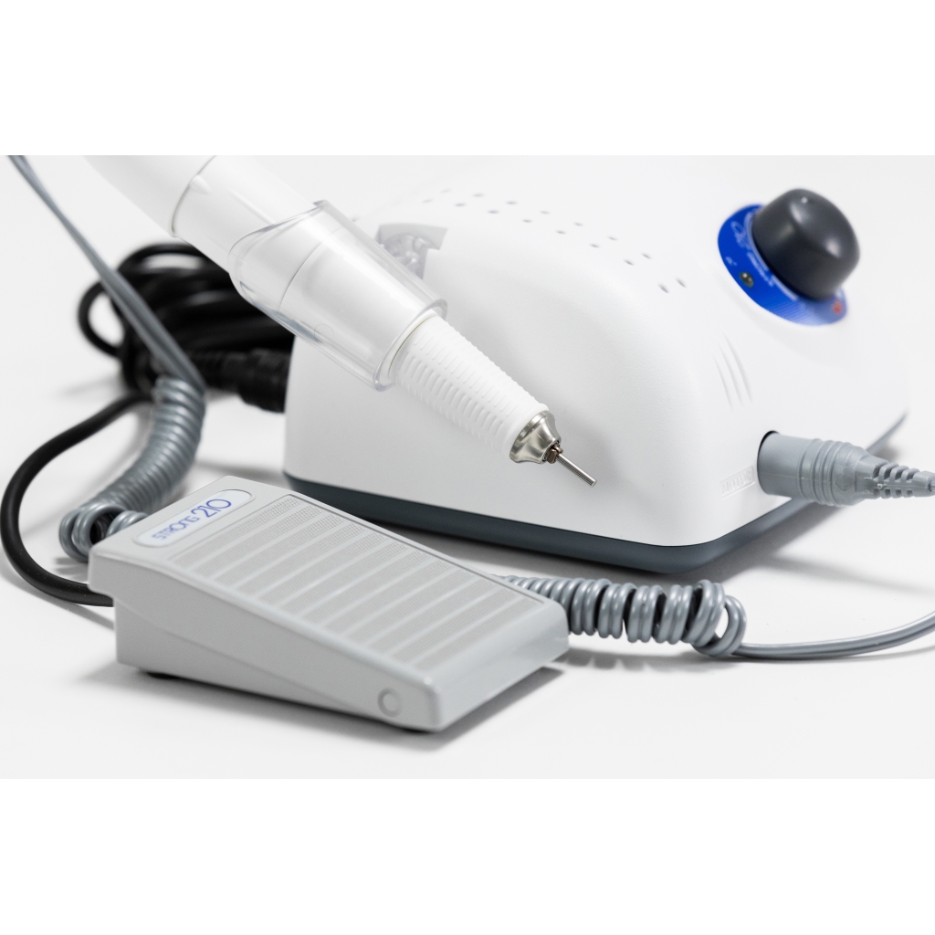 Micromotor ATY DDUUEETT 0–35.000 rpm com pedal e rotação reversível — para pedicure, manicure e podologia profissional