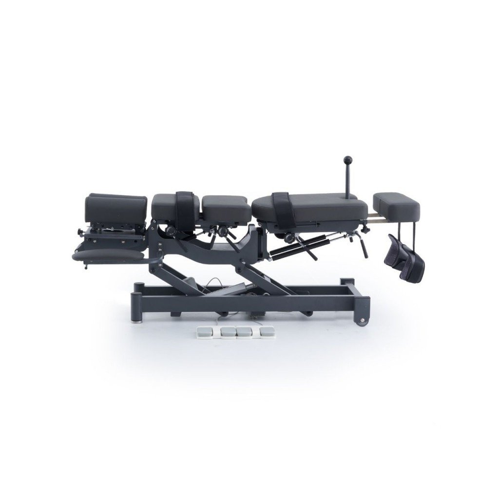 ALMA electric chiropractic table, 2 motors with flexion-distraction – grey base, grey upholstery