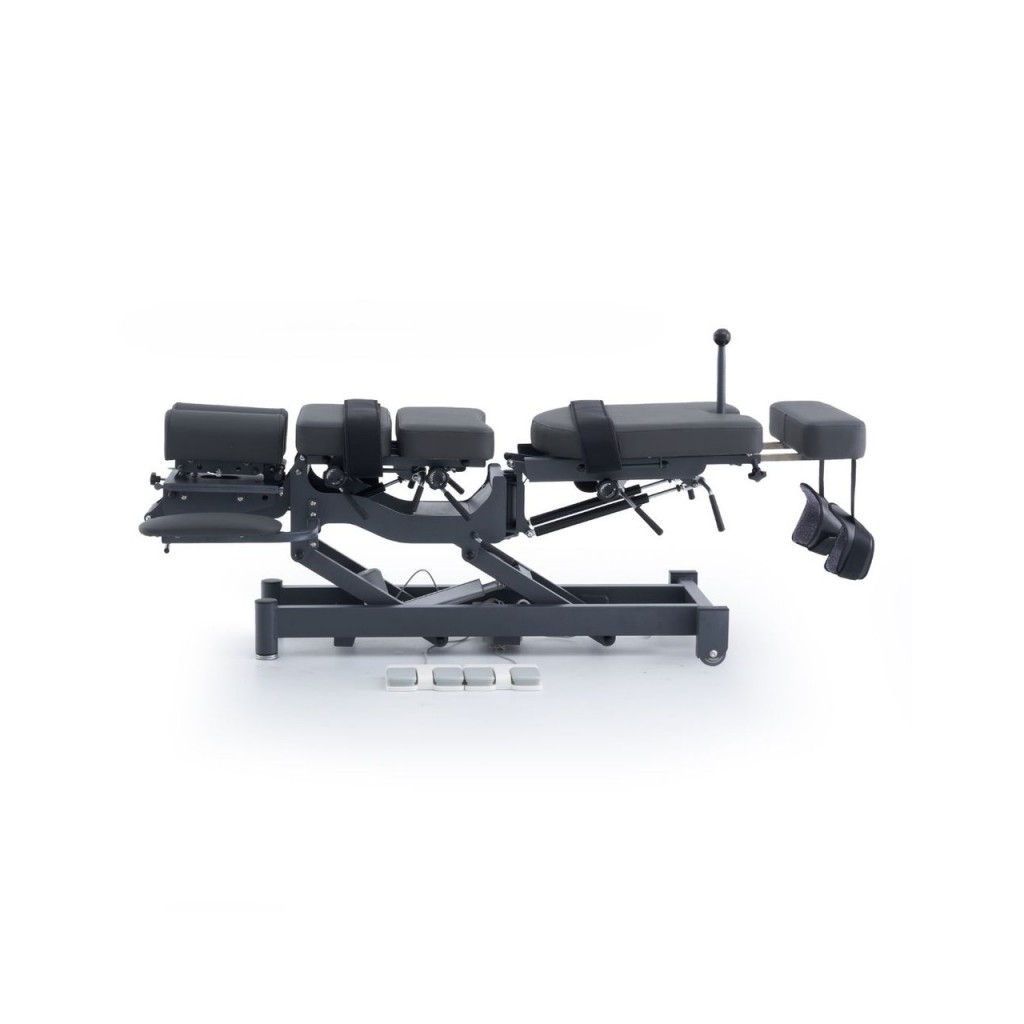 ALMA electric chiropractic table, 2 motors with flexion-distraction – grey base, grey upholstery
