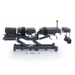 ALMA electric chiropractic table, 2 motors with flexion-distraction – grey base, grey upholstery