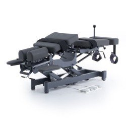 ALMA electric chiropractic table, 2 motors with flexion-distraction – grey base, grey upholstery