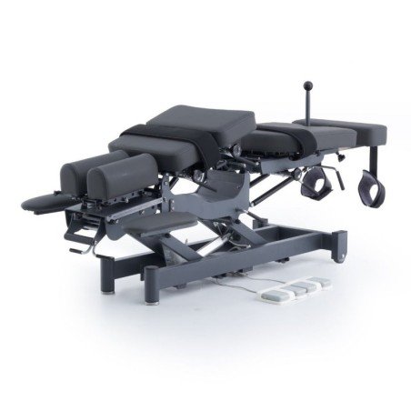 ALMA electric chiropractic table, 2 motors with flexion-distraction – grey base, grey upholstery