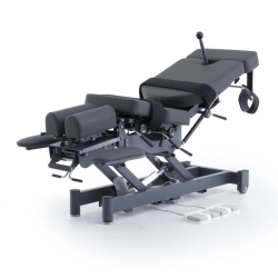 ALMA electric chiropractic table, 2 motors with flexion-distraction – grey base, grey upholstery