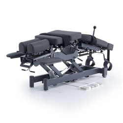 ALMA electric chiropractic table, 2 motors with flexion-distraction – grey base, grey upholstery