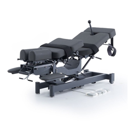 ALMA electric chiropractic table, 2 motors with flexion-distraction – grey base, grey upholstery