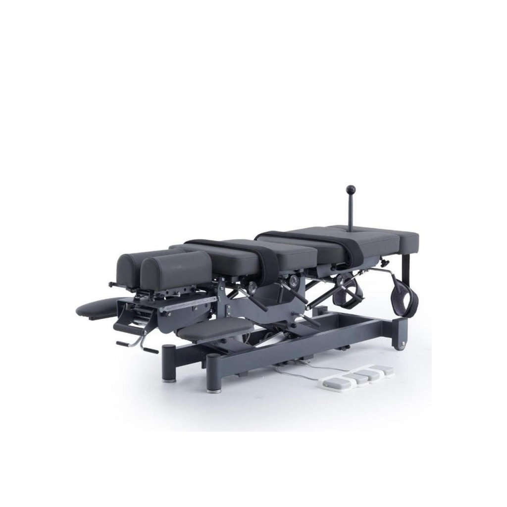 ALMA electric chiropractic table, 2 motors with flexion-distraction – grey base, grey upholstery