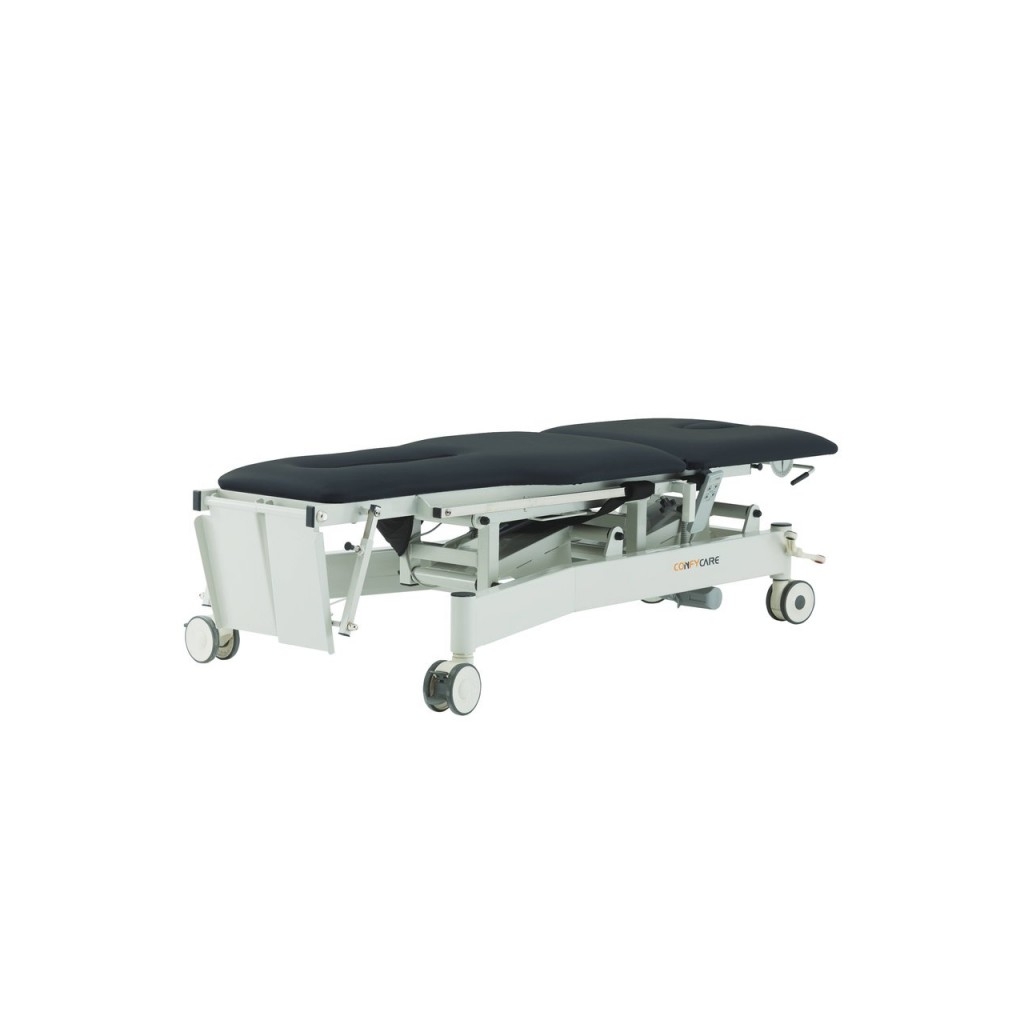 Table de verticalisation TILT, 2 moteurs – base blanche, sellerie grise