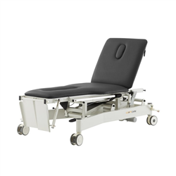 Camilla de bipedestación TILT 2 motores – base blanca, tapizado gris