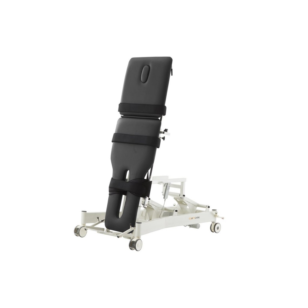 Lettino di verticalizzazione TILT, 2 motori – base bianca, rivestimento grigio