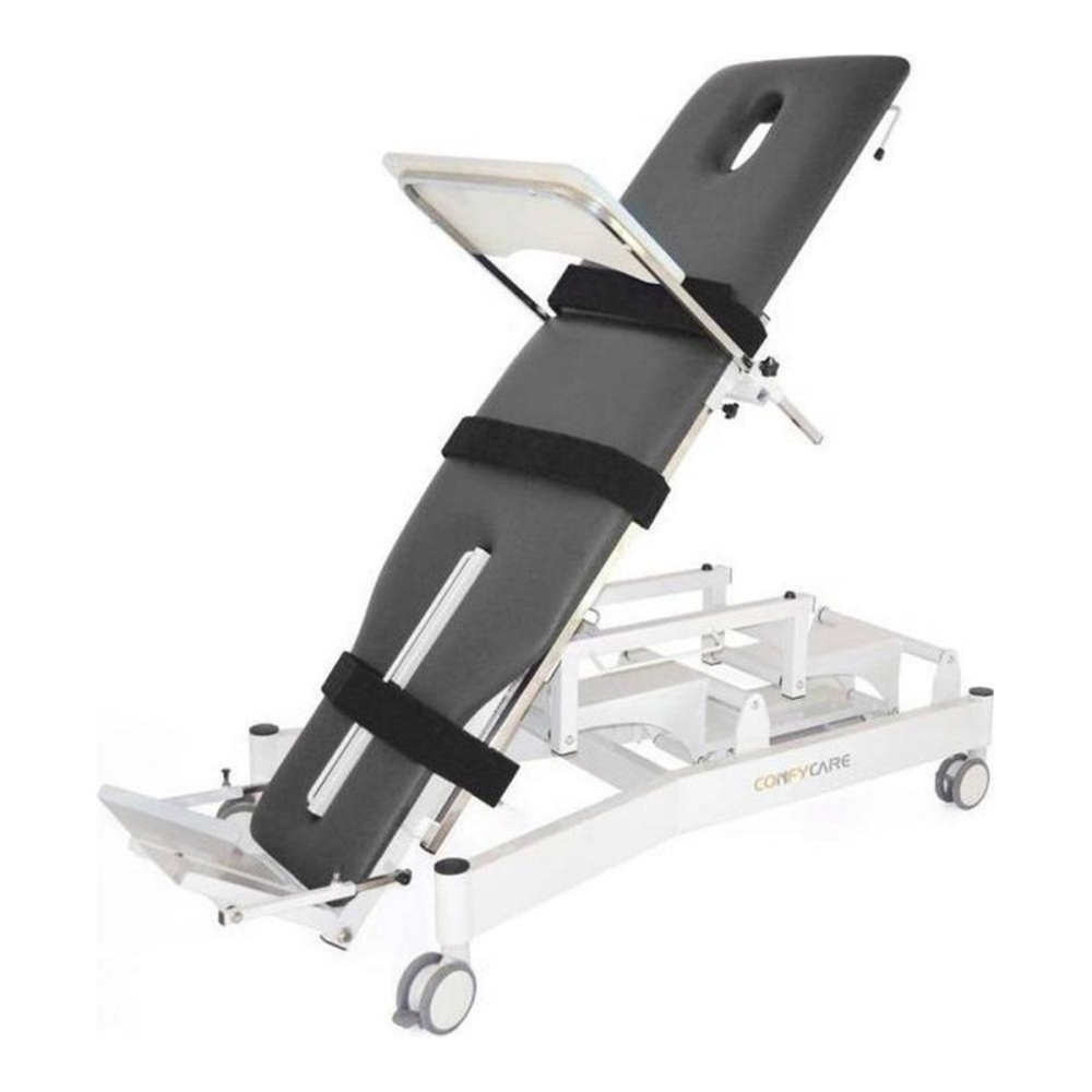 Camilla De Bipedestación Tilt 2 Motores – Base Blanca, Tapizado Gris