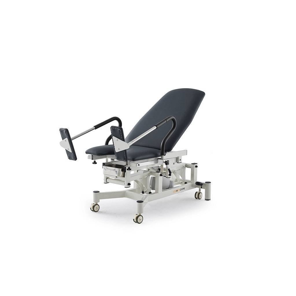 OB electric gynaecological chair, 2 motors – white base, grey upholstery
