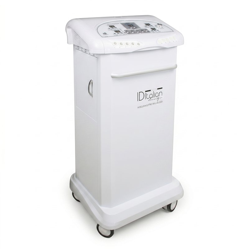 White main unit of the wheeled i-Medstetic pressotherapy system