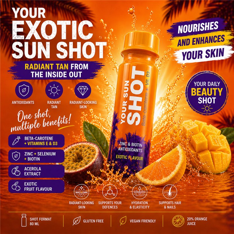 Presentación de Your Sun Shot con ingredientes destacados