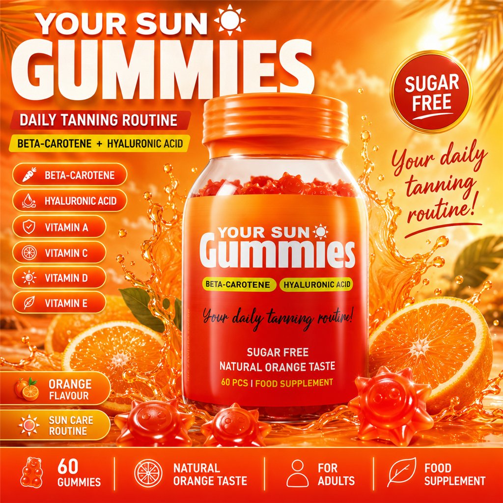 Your Sun Gummies suplemento bronceado sin azúcar 60 gominolas