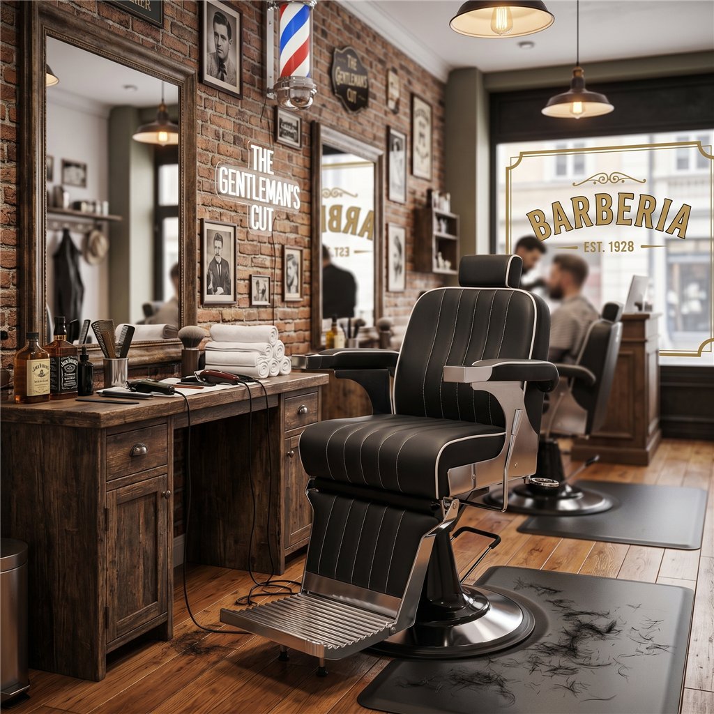 Sillón barbero Corinto negro plata