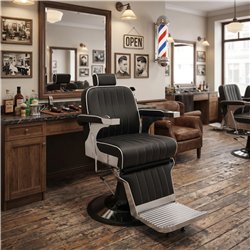 Sillón barbero Corinto negro plata