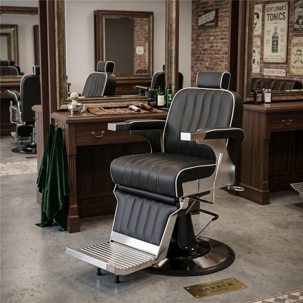 Sillón barbero Corinto negro plata