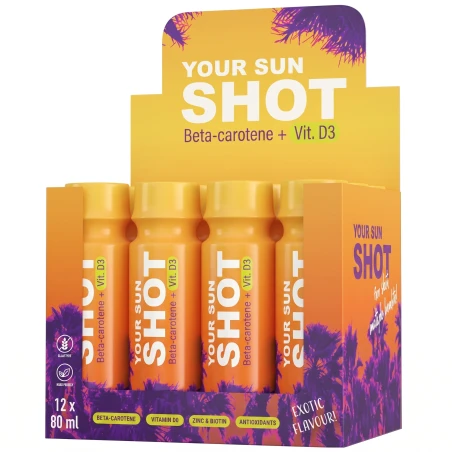 Your Sun Shot 12 unidades - Acelerador de bronceado bebible con betacaroteno y vitamina D3