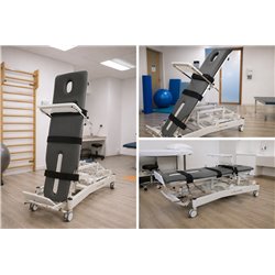Lettino di verticalizzazione TILT, 2 motori – base bianca, rivestimento grigio