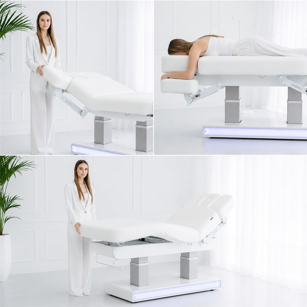 Lettino elettrico spa Weelko Muse + con riscaldamento e base in legno LED
