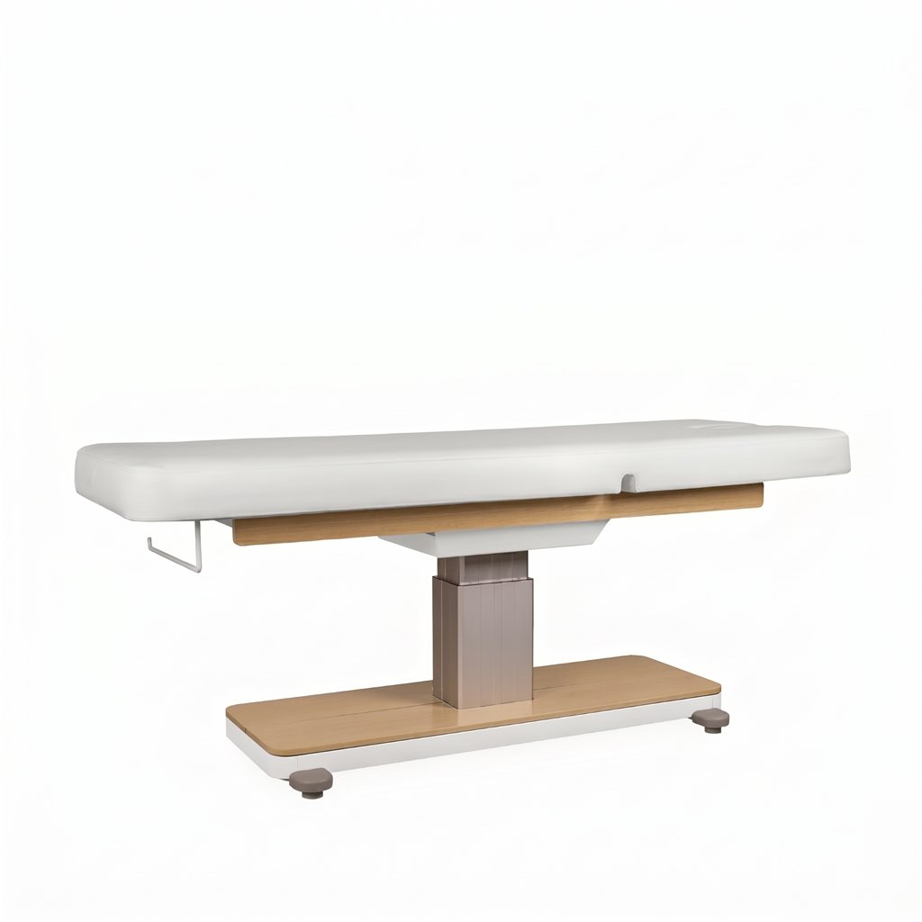 Elektrische Behandlungsliege Orion mit Holzgestell, 61–81 cm höhenverstellbar – Mirplay