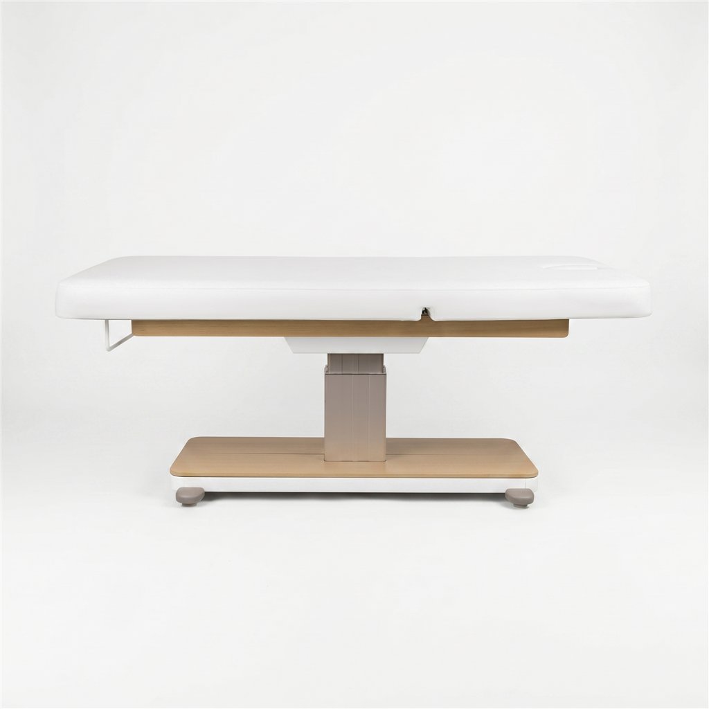 Elektrische Behandlungsliege Orion mit Holzgestell, 61–81 cm höhenverstellbar – Mirplay