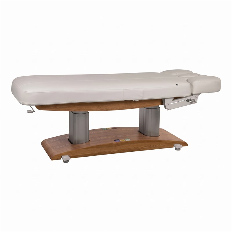 Camilla spa eléctrica Weelko blanca con base de acabado cálido