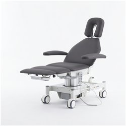 Poltrona medica elettrica ENT, 4 motori – base bianca, rivestimento grigio