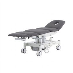 Poltrona medica elettrica ENT, 4 motori – base bianca, rivestimento grigio