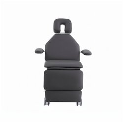 Sillón médico ENT eléctrico 4 motores – base blanca, tapizado gris