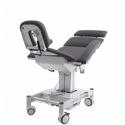 Poltrona medica elettrica ENT, 4 motori – base bianca, rivestimento grigio