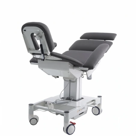 Sillón médico ENT eléctrico 4 motores – base blanca, tapizado gris