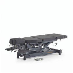 SCALL electric chiropractic table 6 sections – 3 drops, grey base, grey upholstery