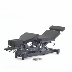 SCALL electric chiropractic table 6 sections – 3 drops, grey base, grey upholstery