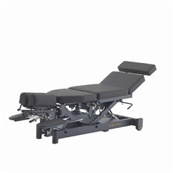 Table chiropratique électrique SCALL 6 sections – 3 drops, base grise, sellerie grise