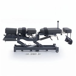 Marquesa quiroprática elétrica ALMA, 2 motores com flexion-distraction – base cinzenta, estofos cinzentos