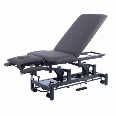 Camilla eléctrica de fisioterapia 7 secciones GALLEY 2 motores – base gris, tapizado gris